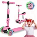 БАЛАНСОВЫЙ СКУТЕР 3В1 ТРЁХКОЛЕСНЫЙ СВЕТОДИОДНЫЙ РОЗОВЫЙ