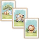 3 PLAKATY DZIECIĘCE 30x40 ZWIERZĄTKA SAFARI WZORY