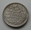 Holandia - 25 cents centów - 1939 WILHELMINA - Ag