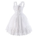 Krátke šaty civilné svadobné šaty čipka zviazané flitre 34 XS 4 Dominujúca farba biela