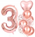Воздушные шары 10 шт на третий день рождения, розовые конфетти