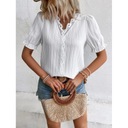 Elegantná dámska blúzka T-shirt leto módna košeľa čipka gipiura R.S Dominujúca farba biela