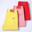 Pánske farebné džínsy strečové rovné džínsy pánska móda Dominujúca farba žltá