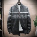 Pánsky sveter na zips kardigan jeseň zima hrubá vlna Druh bez kapucne