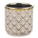 КРУГЛЫЙ КЕРАМИЧЕСКИЙ ЦВЕТОЧНЫЙ ВАЗ БЕЖЕВЫЙ ЗОЛОТОЙ 10x11см