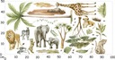 Samolepky na stenu pre deti Zvieratá Safari Dĺžka 70 cm