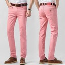 Pánske farebné džínsy strečové rovné džínsy pánska móda Silueta regular