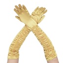 АТЛАСНЫЕ ПЕРЧАТКИ, длина до локтя (50см), золотые рюши.