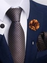 ZESTAW MĘSKI elegancki jedwabny krawat spinki poszetka butonierka Prezent