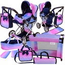 Коляска для куклы, глубокая коляска, КРОВАЛЬНЫЙ КОМПЛЕКТ, ПОСТАЛЬНАЯ СУМКА, пеленальный столик.