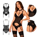 Корсет Obsessive Brasica с колье и трусиками M/L
