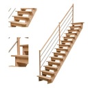 Деревянная лестница, бук, дентин, прямая, бук, INOX