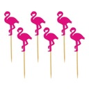 PIKERY papier FLAMINGI różowe HAWAJSKIE party x6