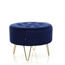 Велюровый пуф, золотисто-темно-синий, бархатная подставка для ног, 43 см