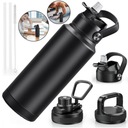 ИЗОЛИРОВАННАЯ БУТЫЛКА БУТЫЛКА ДЛЯ ВОДЫ 950 МЛ, СПОРТИВНАЯ БУТЫЛКА ДЛЯ ПИТЬЯ С СОЛОМОЙ