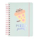 Блокнот А5 Pusheen Kitten Pizza бирюзовый в горошек подарок на День матери