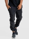 Pánske džínsové NOHAVICE so sťahovacou šnúrkou JIGGA WEAR Módne MRAMORové čierne XL Dominujúca farba iná