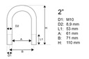 Cybant okrúhly M10 s maticami a podložkami 61/110 2&quot; Kód výrobcu CB 10.61