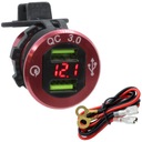 РАЗЪЕМ USB QC 3.0A ДЛЯ ЗАРЯДКИ КРАСНЫЙ ВОЛЬТМЕТР