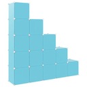 vidaXL Kockový regál pre deti s 15 priehradkami, modrý, PP Výška nábytku 1 cm
