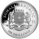 Słoń Somalijski 2022, African Somalia Elephant 1oz Próba 999,9