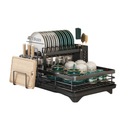 СУШИЛКА ДЛЯ СУШКИ ПОСУДЫ С ДВУМЯ ГОРИЗОНТАЛЬНЫМИ СЛИВАМИ, ЧЕРНАЯ