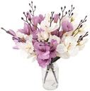 БУКОВЫЙ БУКЕТ18 цветов магнолии, искусственные розы, веточки, центральное украшение вазы