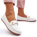 КЛАССИЧЕСКИЕ ЖЕНСКИЕ МОКАСИНЫ ИЗ ЭКО КОЖИ С ДЕКОРАЦИЕЙ, БЕЛЫЕ 38