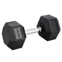 Гантель с шестигранной фиксированной фиксацией и резиновым покрытием, 18 кг, черная HMS