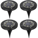 4x LAMPA SOLARNA LED OGRODOWA WBIJANA GRUNTOWA DYSK MOCNA CZARNA