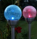 Lampka ogrodowa wbijana SOLARNA KULA szklana 8cm LED ZIMNA + RGB Kolor dominujący srebrny