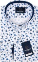 Элегантная белая мужская рубашка ПРЕМИУМ из лайкры с цветами SLIM-FIT