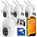 Камеры наблюдения Wi-Fi 4 Мп, 4x наружная вращающаяся камера TUYA + 4x 128 ГБ
