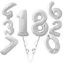 Balon foliowy cyfra 0 srebrna 100cm na hel Wypełnienie powietrze lub hel