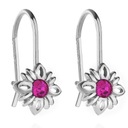 KOLCZYKI SREBRNE DLA DZIECI KWIATKI WISZĄCE RÓŻOWE