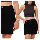 P114 ЧЕРНАЯ ДЖИНСОВАЯ ЮБКА С КАРМАНАМИ МИНИ-ЮБКА-КАРГО 36 S