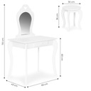 Toaletný stolík pre dievčatko Drevená zásuvka na kozmetiku ZRKADLO TABURETKA Materiál drevo MDF doska sklo