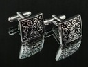 Серебряные запонки с квадратным узором