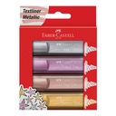 ХАЙЛАЙТЕРЫ FABER-CASTELL, 4 ЦВЕТА, МЕТАЛЛИЧЕСКИЙ КОРПУС