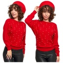 ЭЛЕГАНТНЫЙ ЖЕНСКИЙ ДЖЕМПЕР С ЖЕМЧУГОМ, РУКАВОМ КИМОНОН MORAJ RED L/XL