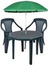 САДОВАЯ МЕБЕЛЬ BRYLANT 2+1 СТУЛЬЯ-СТОЛ + ЗЕЛЕНЫЙ ЗОНТИК