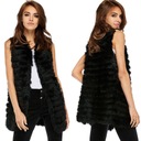 ДЛИННЫЙ ЧЕРНЫЙ ЖИЛЕТ, НАТУРАЛЬНЫЙ МЕХ КРОЛИКА