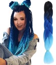 Синтетические волосы, разноцветные синие косички в стиле омбре.
