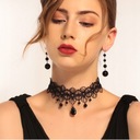 CHOKER Čipkovaná výšivka Čierny Gothic NÁRAMOK CH11 Materiál akryl šnúrka iný materiál