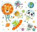 НАКЛЕЙКИ НА НАСТЕНУ КОСМИЧЕСКИЕ ЖИВОТНЫЕ 100х200 см KZ