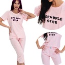 ПИЖАМА ЖЕНСКАЯ, БРЮКИ С РУКАВОМ 3/4, KUBA PINK, ЗВЕЗДНЫЙ ПРИНТ, XXL