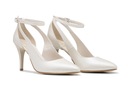 Кожаные свадебные туфли на каблуке с застежкой на щиколотке, цвет экрю 35