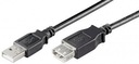 Высокоскоростной удлинитель USB 2.0, Черный - 0,6 м