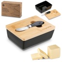 ФАРФОРОВАЯ МАСЛЕНКА, черная, БАМБУКОВАЯ КРЫШКА + НОЖ