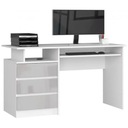Отдельностоящий письменный стол для офиса, белый металлик, 135 см.